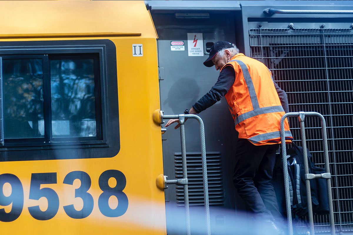 Train operator on a train